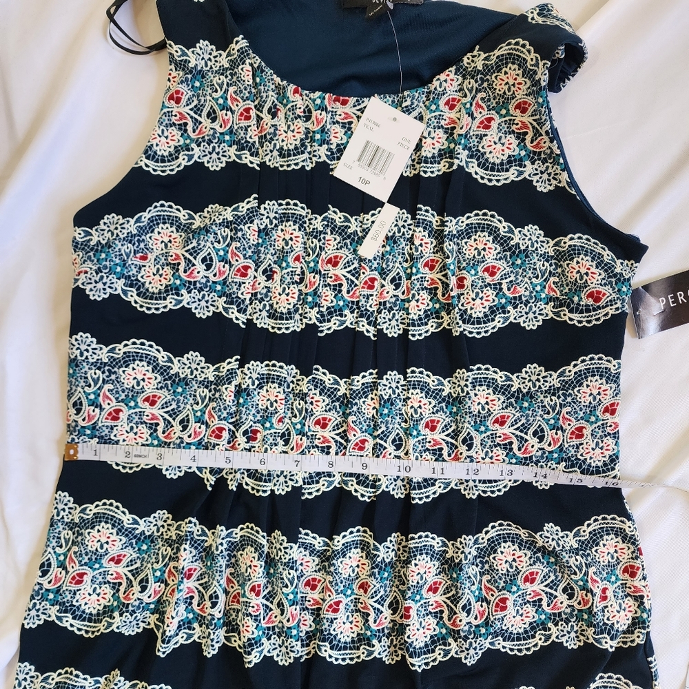 NWT Perceptions tank dress blue floral 10p sheath - Picture 8 of 14